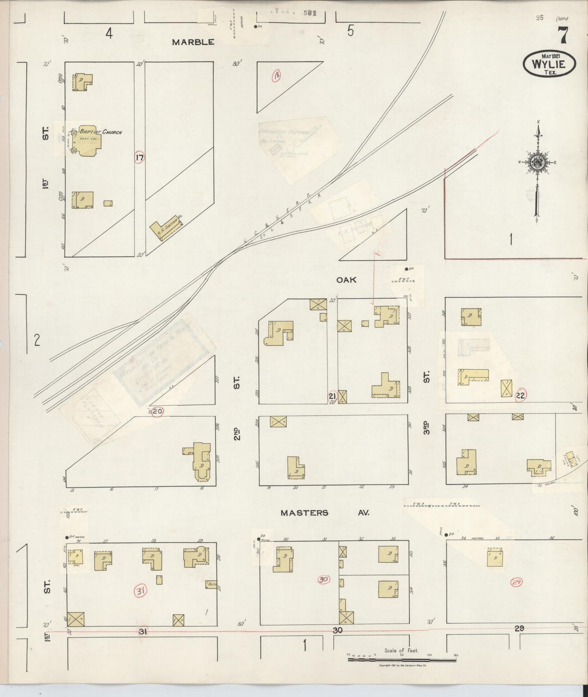 Sanborn Fire Insurance Map from Wylie, Collin County, Texas (1934), Sheet #0007 - Complete Map Set gallery image, historic Sanborn map, vintage wall art, Texas Texas