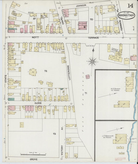 Sanborn Fire Insurance Map from Schenectady, Schenectady County, New York (1889), Sheet #0014 - Historic Sanborn Fire Insurance Map Print, vintage old map wall art, antique decor, genealogy gift, New York New York map
