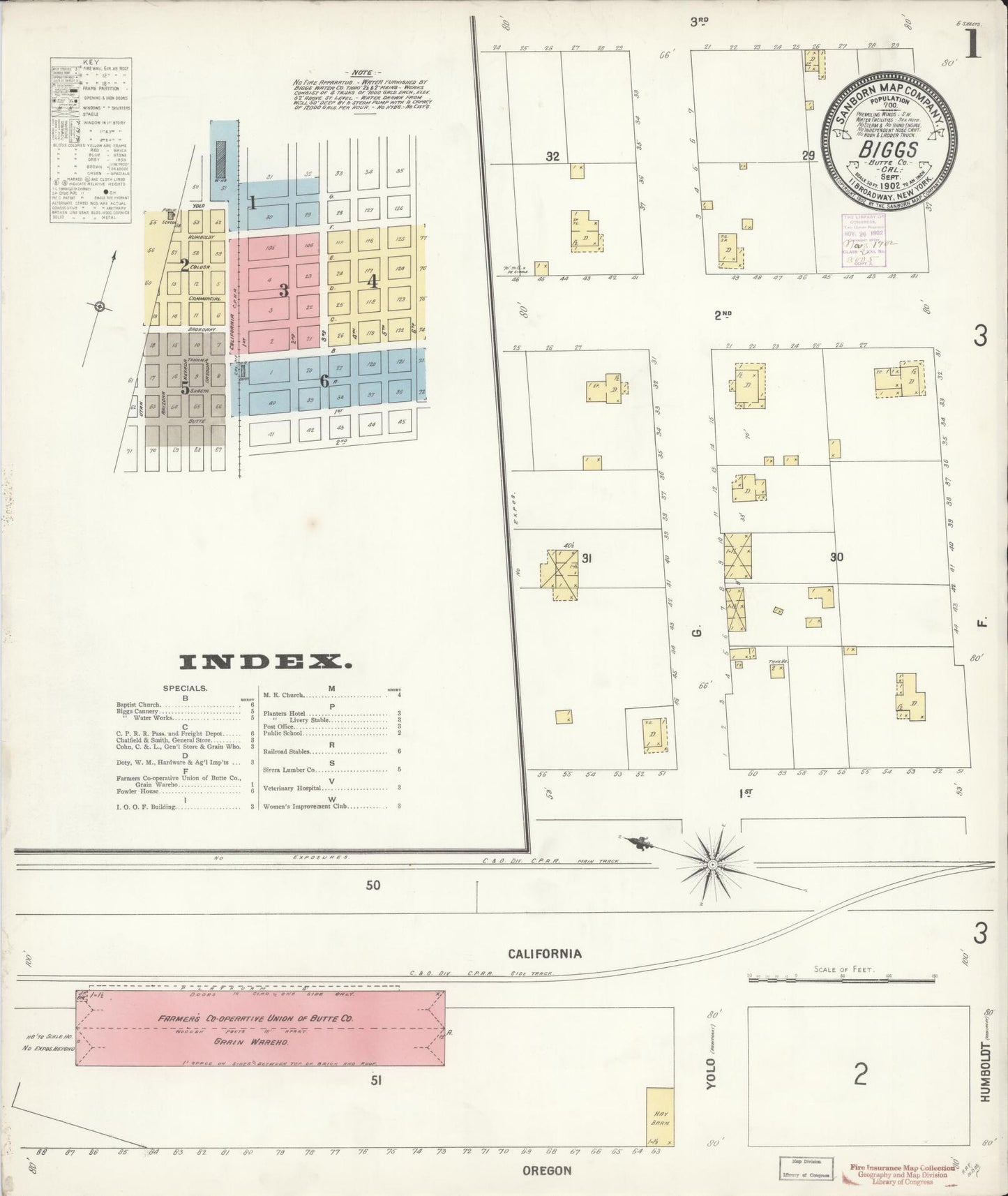Sanborn Fire Insurance Map from Biggs, Butte County, California (1902), Sheet #0001 - Historic Sanborn Fire Insurance Map Print, vintage old map wall art, antique decor, genealogy gift, California California map