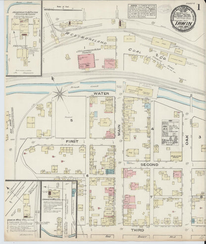 Sanborn Fire Insurance Map from Irwin, Westmoreland County, Pennsylvania (1884), Sheet #0001 - Historic Sanborn Fire Insurance Map Print, vintage old map wall art, antique decor, genealogy gift, Pennsylvania Pennsylvania map