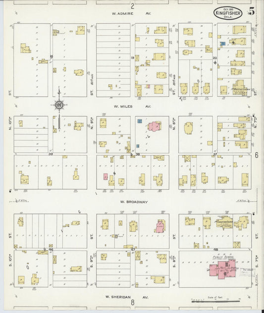Sanborn Fire Insurance Map from Kingfisher, Kingfisher County, Oklahoma (1915), Sheet #0005 - Historic Sanborn Fire Insurance Map Print, vintage old map wall art, antique decor, genealogy gift, Oklahoma Oklahoma map