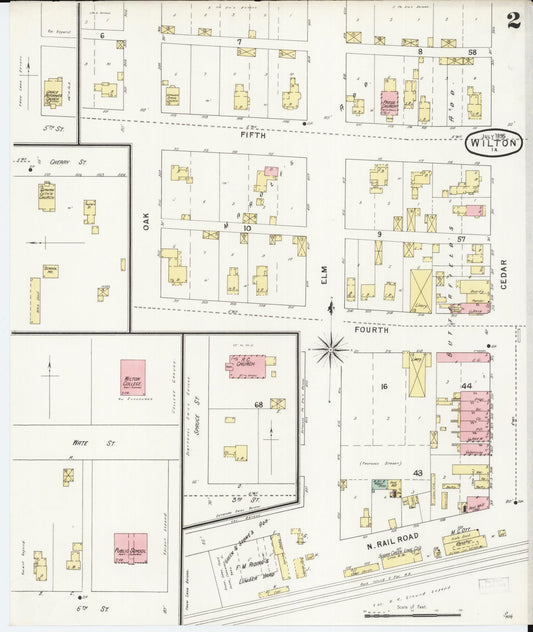 Sanborn Fire Insurance Map from Wilton Junction, Muscatine County, Iowa (1895), Sheet #0002 - Historic Sanborn Fire Insurance Map Print, vintage old map wall art