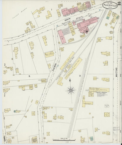 Sanborn Fire Insurance Map from Plainville, Hartford County, Connecticut (1890), Sheet #0002 - Complete Map Set gallery image, historic Sanborn map, vintage wall art, Connecticut Connecticut