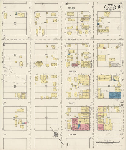Sanborn Fire Insurance Map from Camas, Clark County, Washington (1922), Sheet #0009 - Complete Map Set gallery image, historic Sanborn map, vintage wall art, Washington Washington