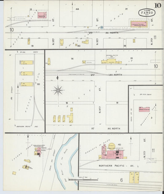Sanborn Fire Insurance Map from Fargo, Cass County, North Dakota (1896), Sheet #0010 - Historic Sanborn Fire Insurance Map Print, vintage old map wall art, antique decor, genealogy gift, North Dakota North Dakota map