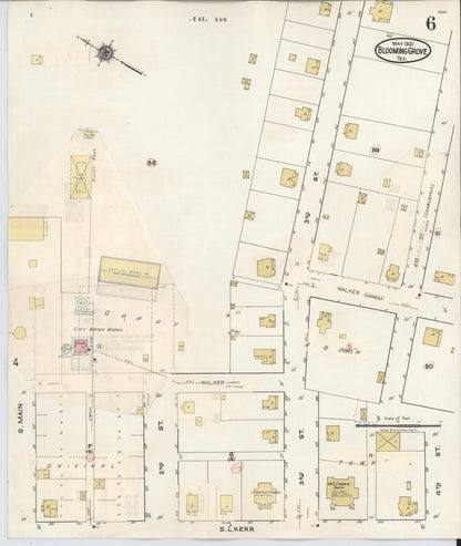 Sanborn Fire Insurance Map from Blooming Grove, Navarro County, Texas (1934), Sheet #0006 - Complete Map Set gallery image, historic Sanborn map, vintage wall art, Texas Texas