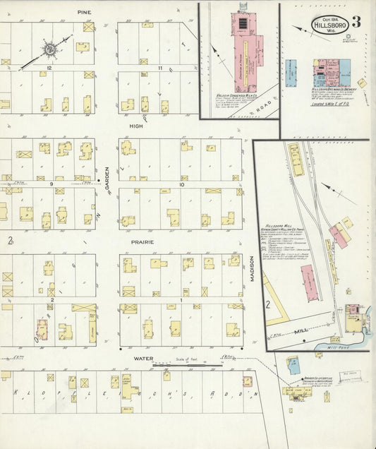 Sanborn Fire Insurance Map from Hillsboro, Vernon County, Wisconsin (1914), Sheet #0003 - Historic Sanborn Fire Insurance Map Print, vintage old map wall art, antique decor, genealogy gift, Wisconsin Wisconsin map
