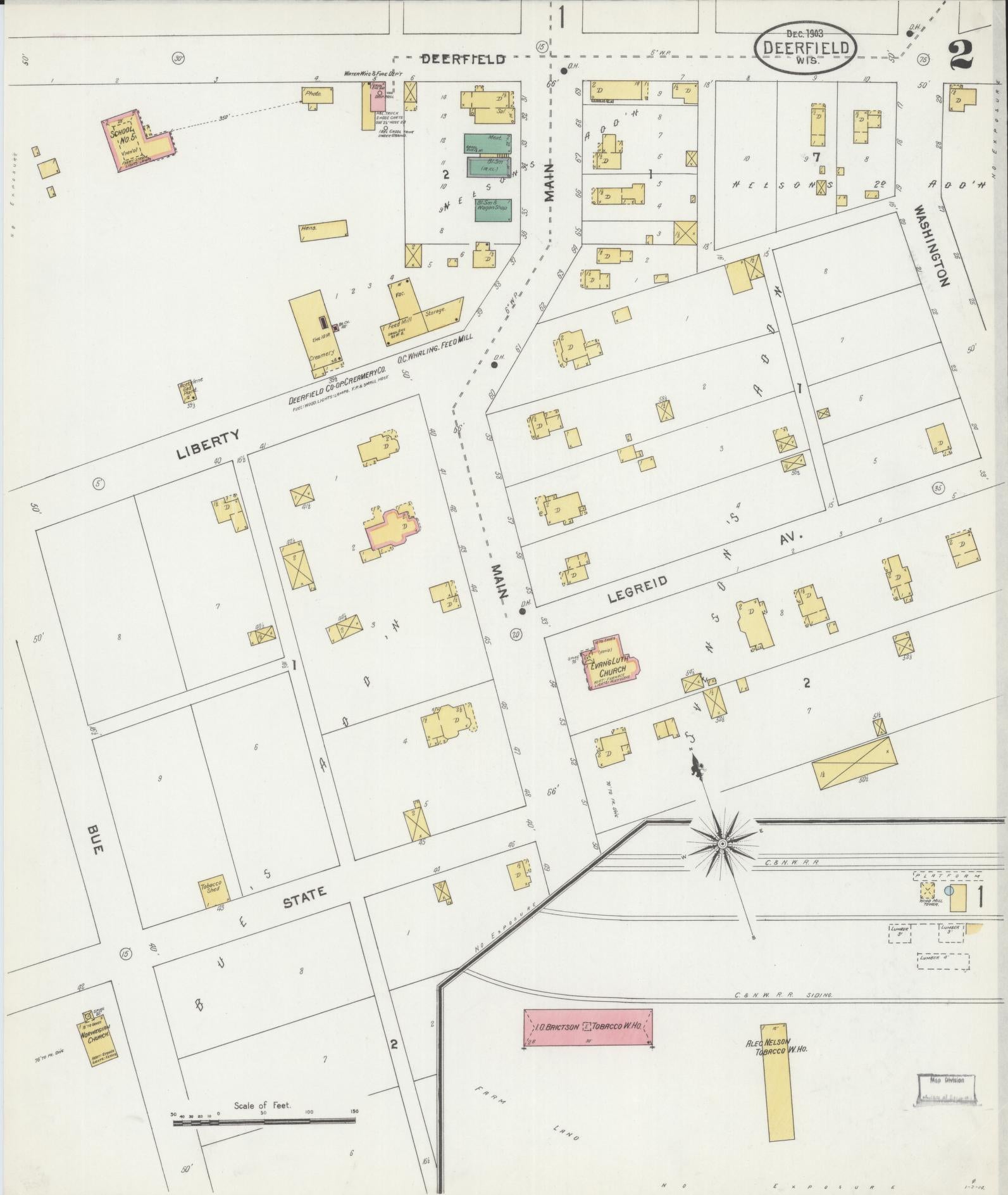 Sanborn Fire Insurance Map from Deerfield, Dane County, Wisconsin (1903), Sheet #0002 - Complete Map Set gallery image, historic Sanborn map, vintage wall art, Wisconsin Wisconsin