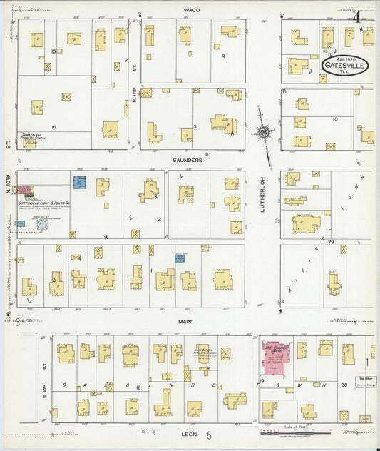 Sanborn Fire Insurance Map from Gatesville, Coryell County, Texas (1920), Sheet #0004 - Historic Sanborn Fire Insurance Map Print, vintage old map wall art, antique decor, genealogy gift, Texas Texas map
