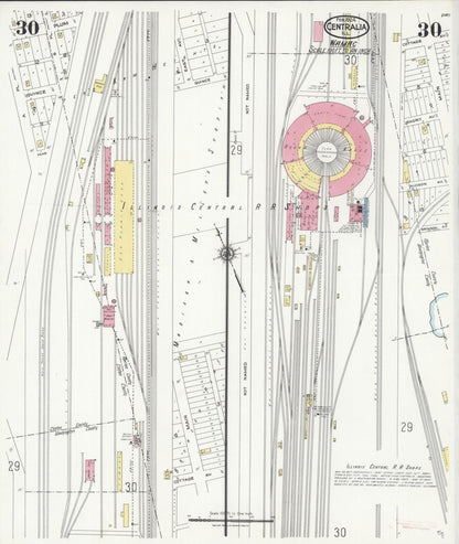 Sanborn Fire Insurance Map from Centralia, Marion, Clinton, Jefferson, and Washington Counties, Illinois (1924), Sheet #0030 - Historic Sanborn Fire Insurance Map Print, vintage old map wall art, antique decor, genealogy gift, Illinois Illinois map