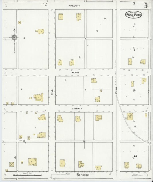 Sanborn Fire Insurance Map from Pilot Point, Denton County, Texas (1921), Sheet #0005 - Historic Sanborn Fire Insurance Map Print, vintage old map wall art, antique decor, genealogy gift, Texas Texas map