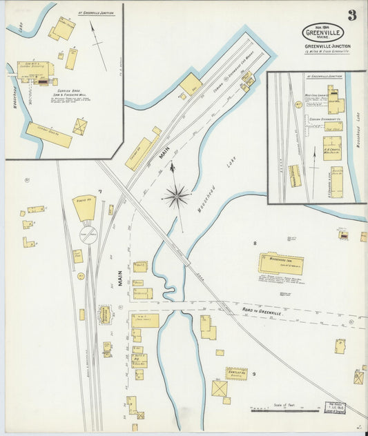 Sanborn Fire Insurance Map from Greenville, Piscataquis County, Maine (1904), Sheet #0003 - Historic Sanborn Fire Insurance Map Print, vintage old map wall art, antique decor, genealogy gift, Maine Maine map