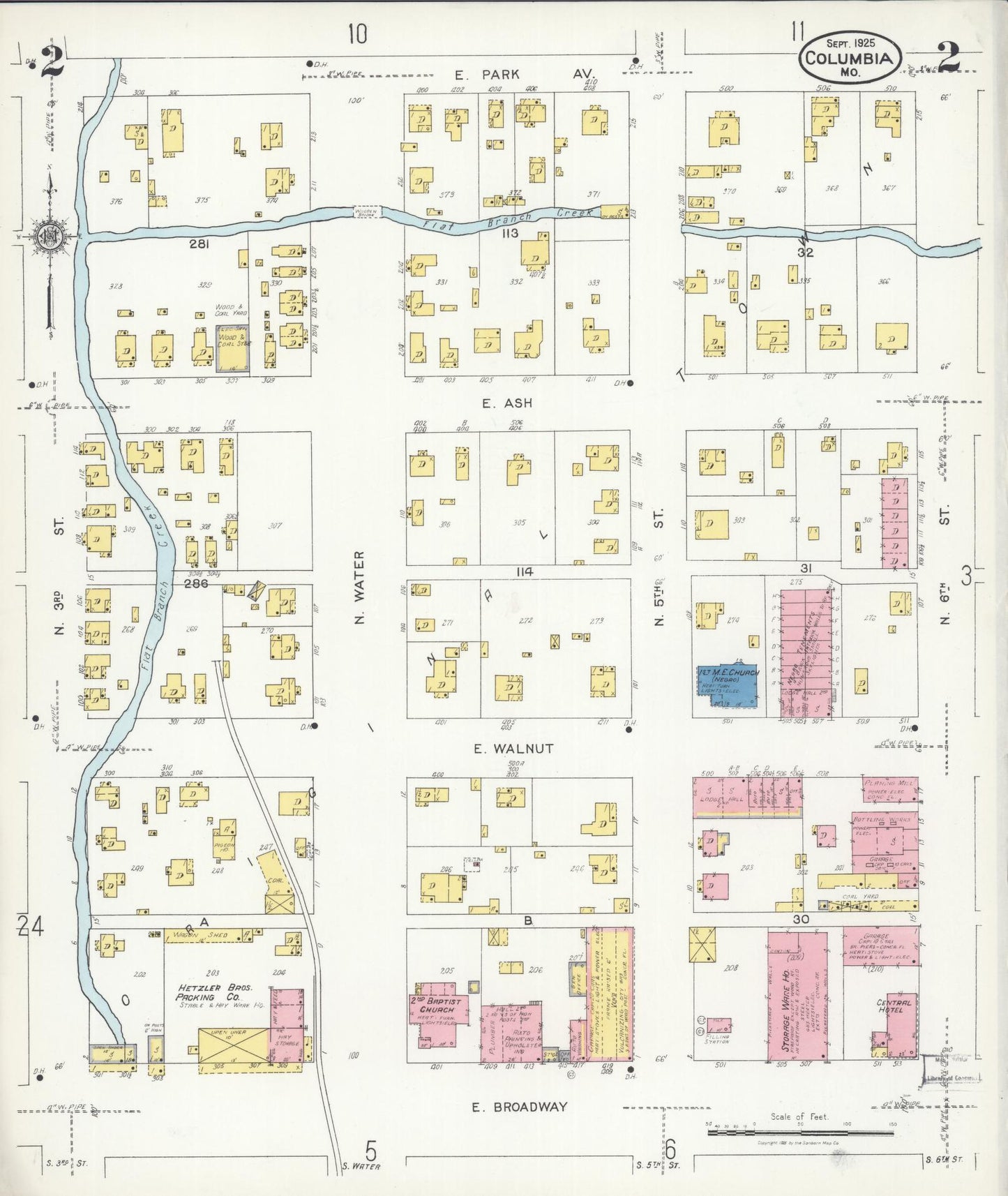 Sanborn Fire Insurance Map from Columbia, Boone County, Missouri (1925), Sheet #0002 - Complete Map Set gallery image, historic Sanborn map, vintage wall art, Missouri Missouri