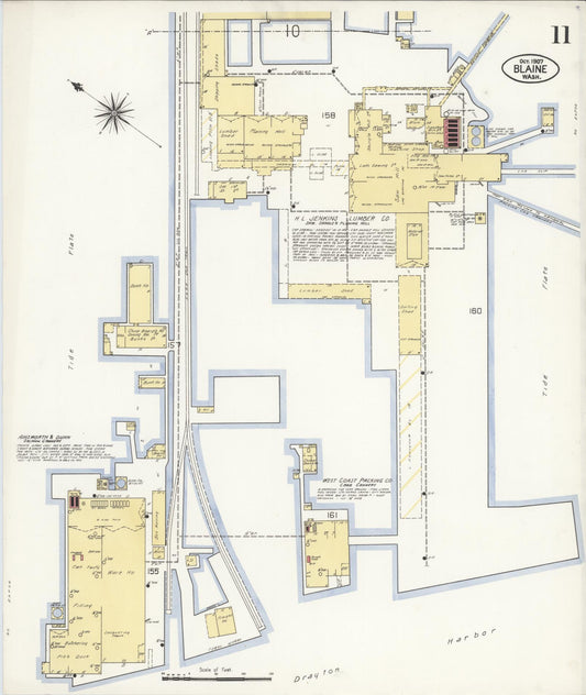 Sanborn Fire Insurance Map from Blaine, Whatcom County, Washington (1907), Sheet #0011 - Historic Sanborn Fire Insurance Map Print, vintage old map wall art, antique decor, genealogy gift, Washington Washington map