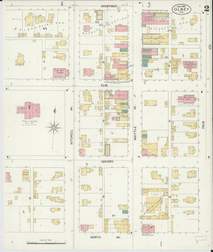 Sanborn Fire Insurance Map from Olney, Richland County, Illinois (1902), Sheet #0002 - Historic Sanborn Fire Insurance Map Print, vintage old map wall art, antique decor, genealogy gift, Illinois Illinois map