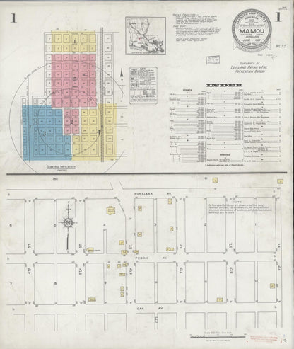 Sanborn Fire Insurance Map from Mamou, Evangeline Parish, Louisiana (1927), Sheet #0001 - Complete Map Set gallery image, historic Sanborn map, vintage wall art, Louisiana Louisiana