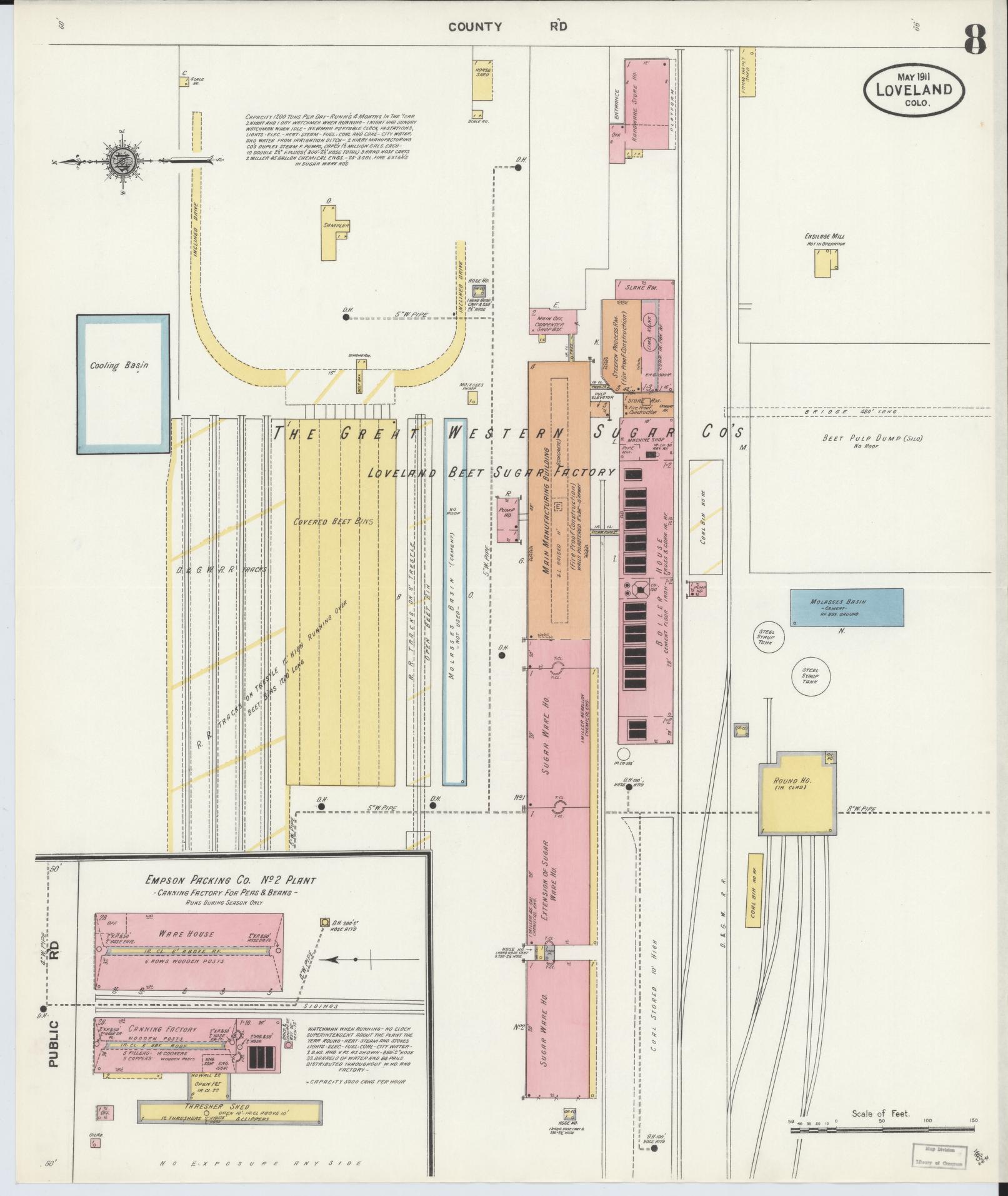 Sanborn Fire Insurance Map from Loveland, Larimer County, Colorado (1911), Sheet #0008 - Complete Map Set gallery image, historic Sanborn map, vintage wall art, Colorado Colorado