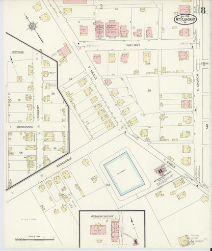 Sanborn Fire Insurance Map from Mount Pleasant, Westmoreland County, Pennsylvania (1914), Sheet #0008 - Historic Sanborn Fire Insurance Map Print, vintage old map wall art, antique decor, genealogy gift, Pennsylvania Pennsylvania map