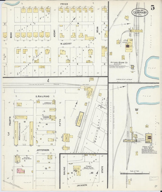 Sanborn Fire Insurance Map from Eldorado, Saline County, Illinois (1907), Sheet #0005 - Historic Sanborn Fire Insurance Map Print, vintage old map wall art, antique decor, genealogy gift, Illinois Illinois map