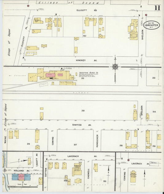 Sanborn Fire Insurance Map from Lancaster, Erie County, New York (1911), Sheet #0011 - Historic Sanborn Fire Insurance Map Print, vintage old map wall art, antique decor, genealogy gift, New York New York map