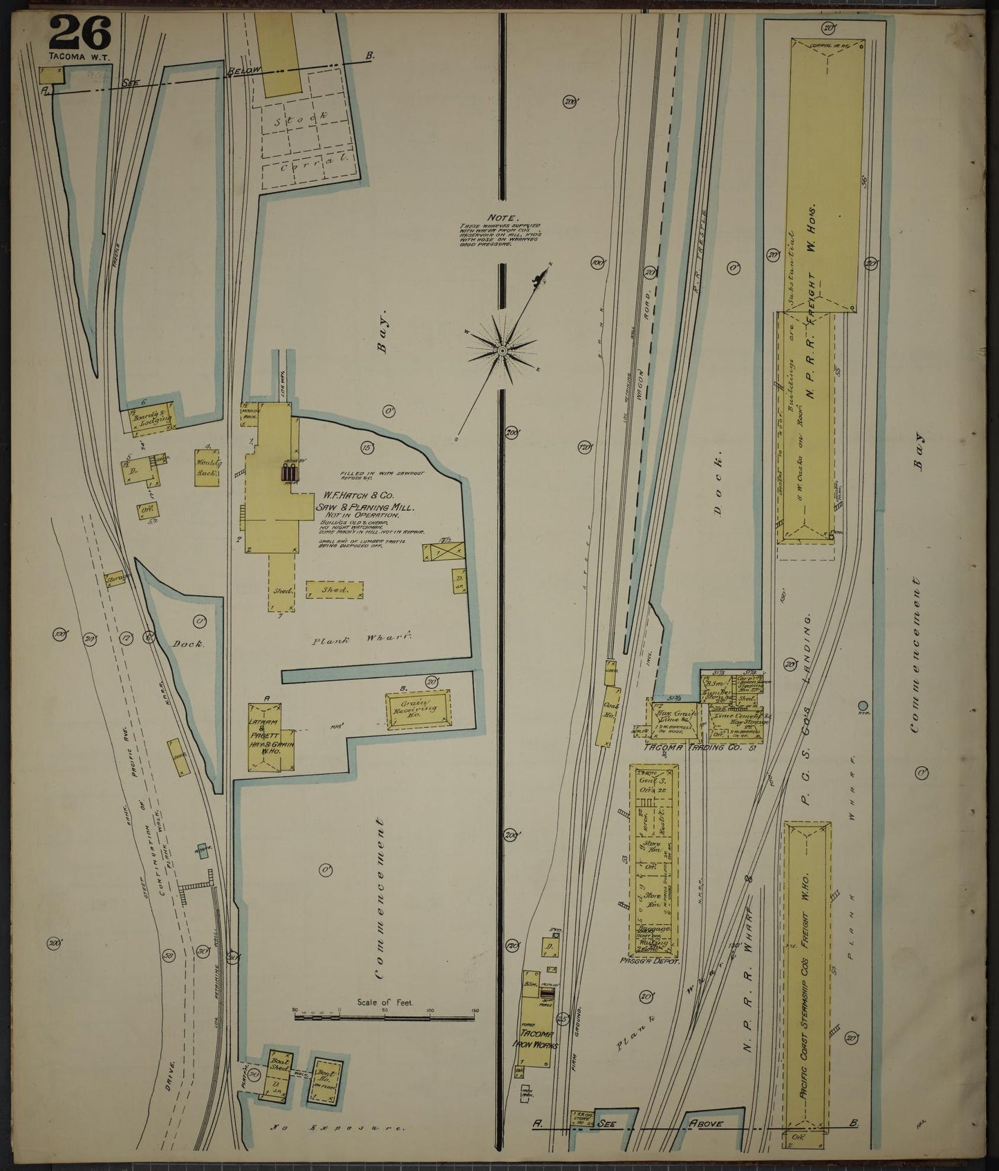 Sanborn Fire Insurance Map from Tacoma, Pierce County, Washington (1888), Sheet #0026 - Complete Map Set gallery image, historic Sanborn map, vintage wall art, Washington Washington