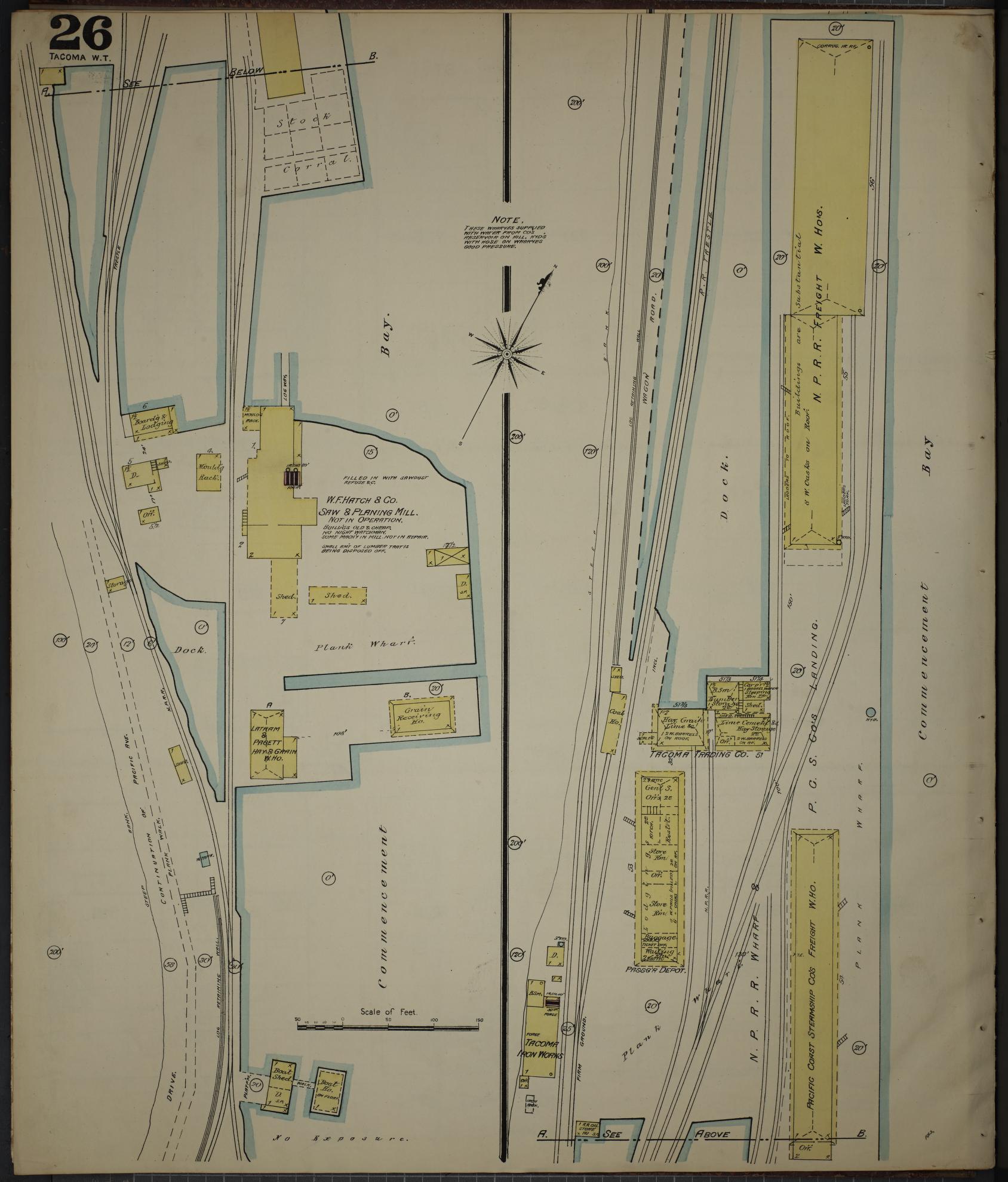 Sanborn Fire Insurance Map from Tacoma, Pierce County, Washington (1888), Sheet #0026 - Complete Map Set gallery image, historic Sanborn map, vintage wall art, Washington Washington