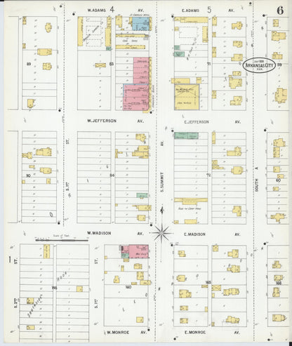 Sanborn Fire Insurance Map from Arkansas City, Cowley County, Kansas (1899), Sheet #0006 - Complete Map Set gallery image, historic Sanborn map, vintage wall art, Arkansas Arkansas