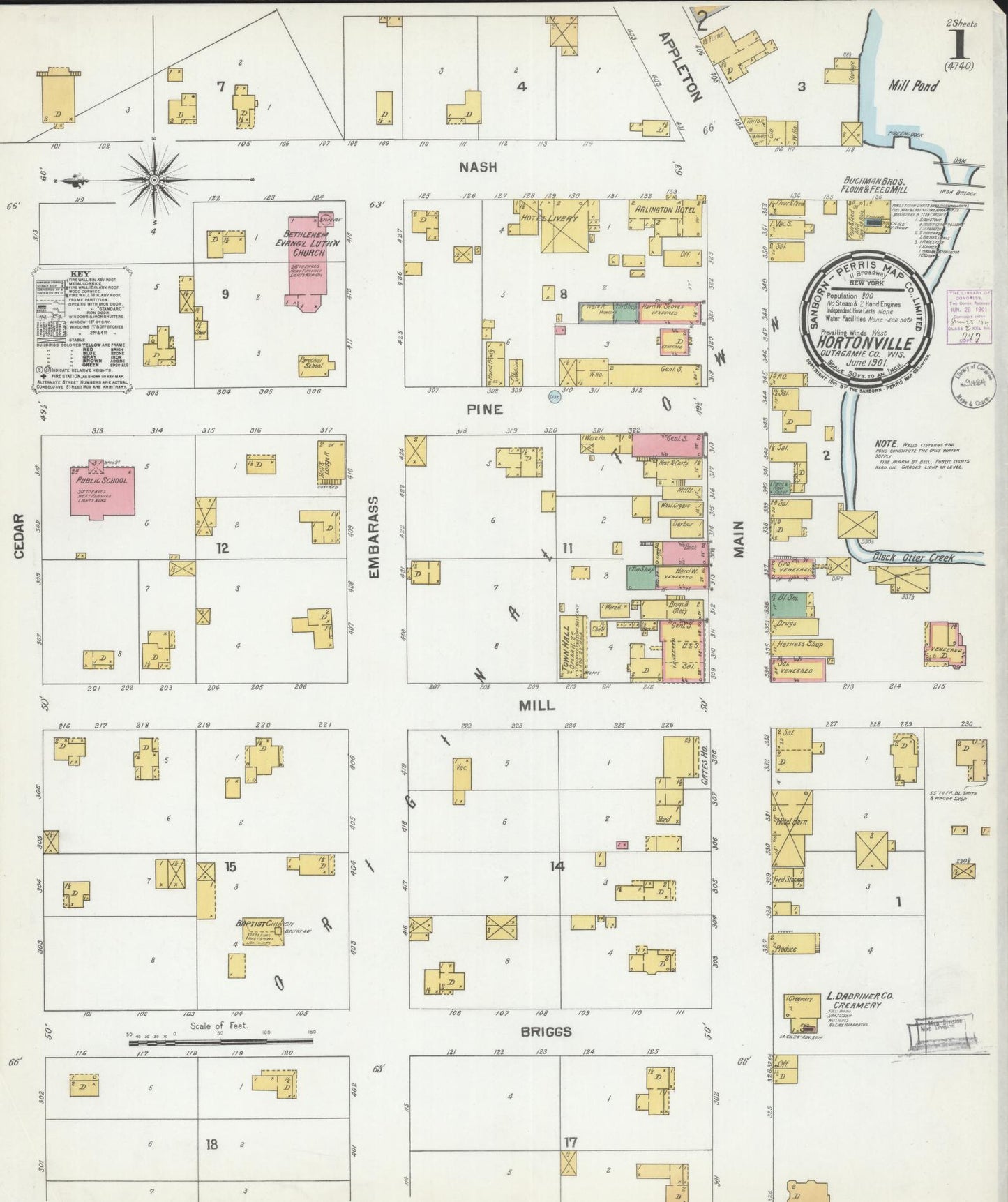 Hortonville, Outagamie County, Wisconsin (1901) – Sanborn Fire Insurance Map – Map View