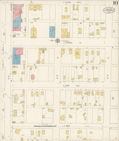 Sanborn Fire Insurance Map from Toppenish, Yakima County, Washington (1915), Sheet #0010 - Complete Map Set gallery image, historic Sanborn map, vintage wall art, Washington Washington