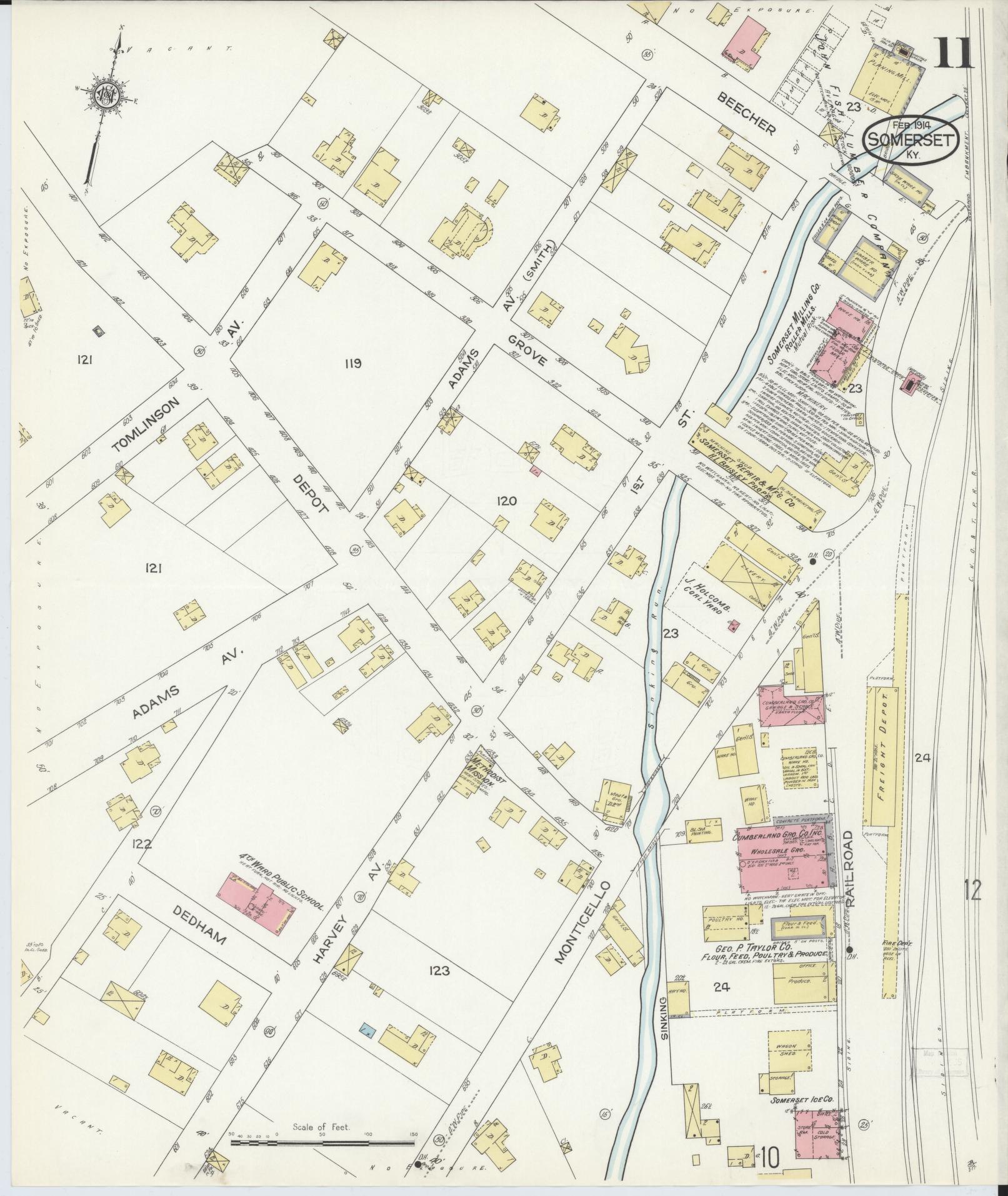 Sanborn Fire Insurance Map from Somerset, Pulaski County, Kentucky (1914), Sheet #0011 - Complete Map Set gallery image, historic Sanborn map, vintage wall art, Kentucky Kentucky
