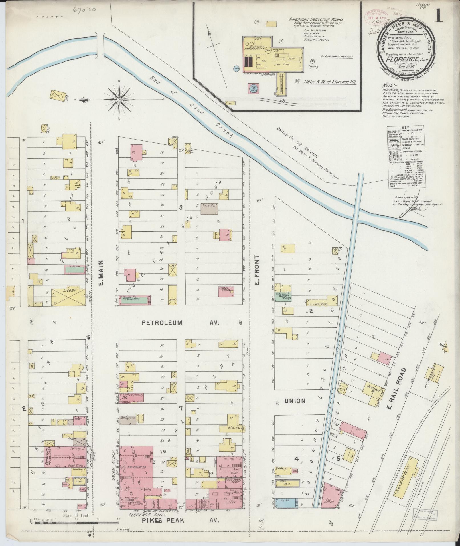 Sanborn Fire Insurance Map from Florence, Fremont County, Colorado. (1895) – Historic Sanborn Fire Insurance Map Print