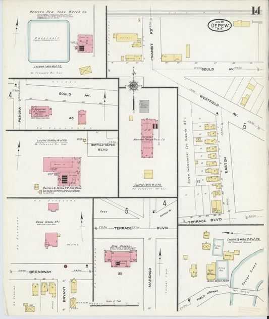 Sanborn Fire Insurance Map from Depew, Erie County, New York (1911), Sheet #0013 - Historic Sanborn Fire Insurance Map Print, vintage old map wall art, antique decor, genealogy gift, New York New York map