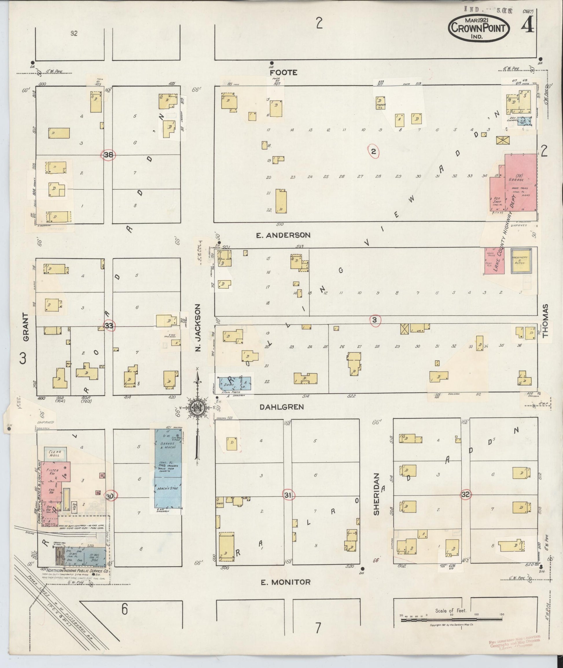 Sanborn Fire Insurance Map from Crown Point, Lake County, Indiana (1948), Sheet #0004 - Complete Map Set gallery image, historic Sanborn map, vintage wall art, Indiana Indiana