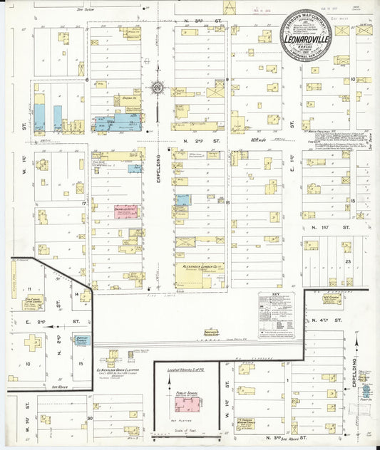 Sanborn Fire Insurance Map from Leonardville, Riley County, Kansas (1911), Sheet #0001 - Historic Sanborn Fire Insurance Map Print, vintage old map wall art, antique decor, genealogy gift, Kansas Kansas map