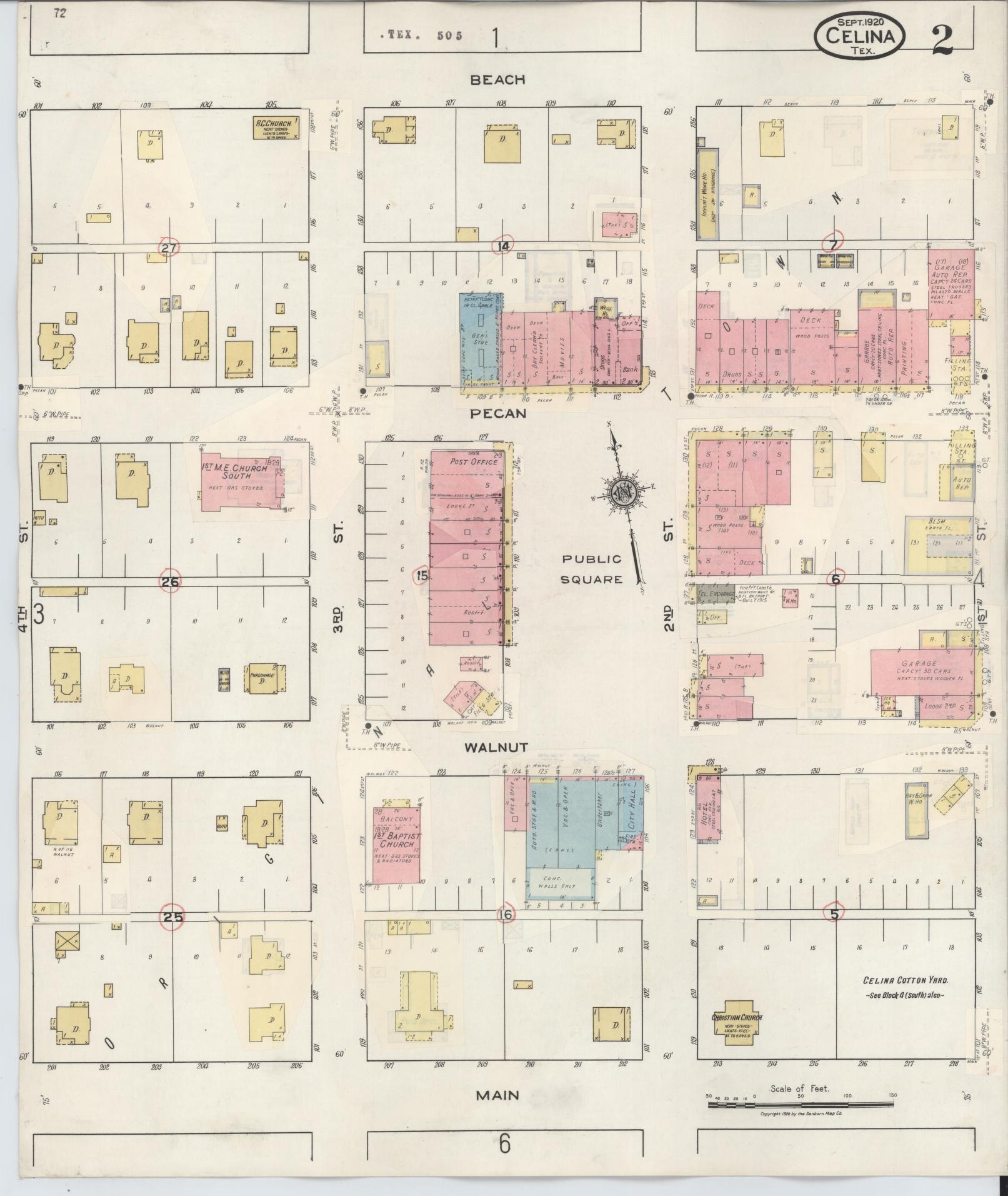 Sanborn Fire Insurance Map from Celina, Collin County, Texas (1944), Sheet #0002 - Historic Sanborn Fire Insurance Map Print, vintage old map wall art, antique decor, genealogy gift, Texas Texas map