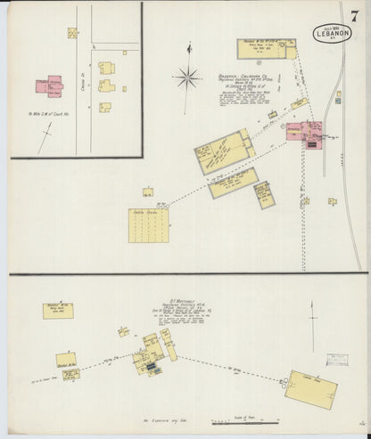 Sanborn Fire Insurance Map from Lebanon, Marion County, Kentucky (1895), Sheet #0007 - Complete Map Set gallery image, historic Sanborn map, vintage wall art, Kentucky Kentucky