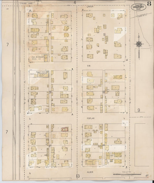 Sanborn Fire Insurance Map from Sandpoint, Bonner County, Idaho (1948), Sheet #0008 - Historic Sanborn Fire Insurance Map Print, vintage old map wall art, antique decor, genealogy gift, Idaho Idaho map