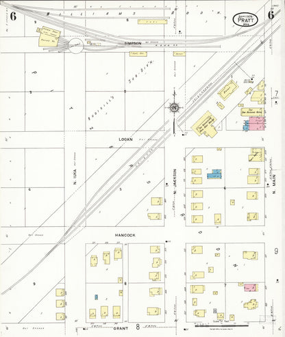 Sanborn Fire Insurance Map from Pratt, Pratt County, Kansas (1924), Sheet #0006 - Complete Map Set gallery image, historic Sanborn map, vintage wall art, Kansas Kansas