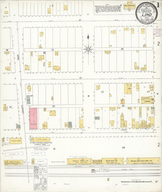 Sanborn Fire Insurance Map from Lind, Adams County, Washington (1905), Sheet #0001 - Historic Sanborn Fire Insurance Map Print, vintage old map wall art, antique decor, genealogy gift, Washington Washington map