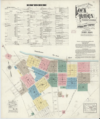 Sanborn Fire Insurance Map from Lock Haven, Clinton County, Pennsylvania (1914), Sheet #0001 - Complete Map Set gallery image, historic Sanborn map, vintage wall art, Pennsylvania Pennsylvania