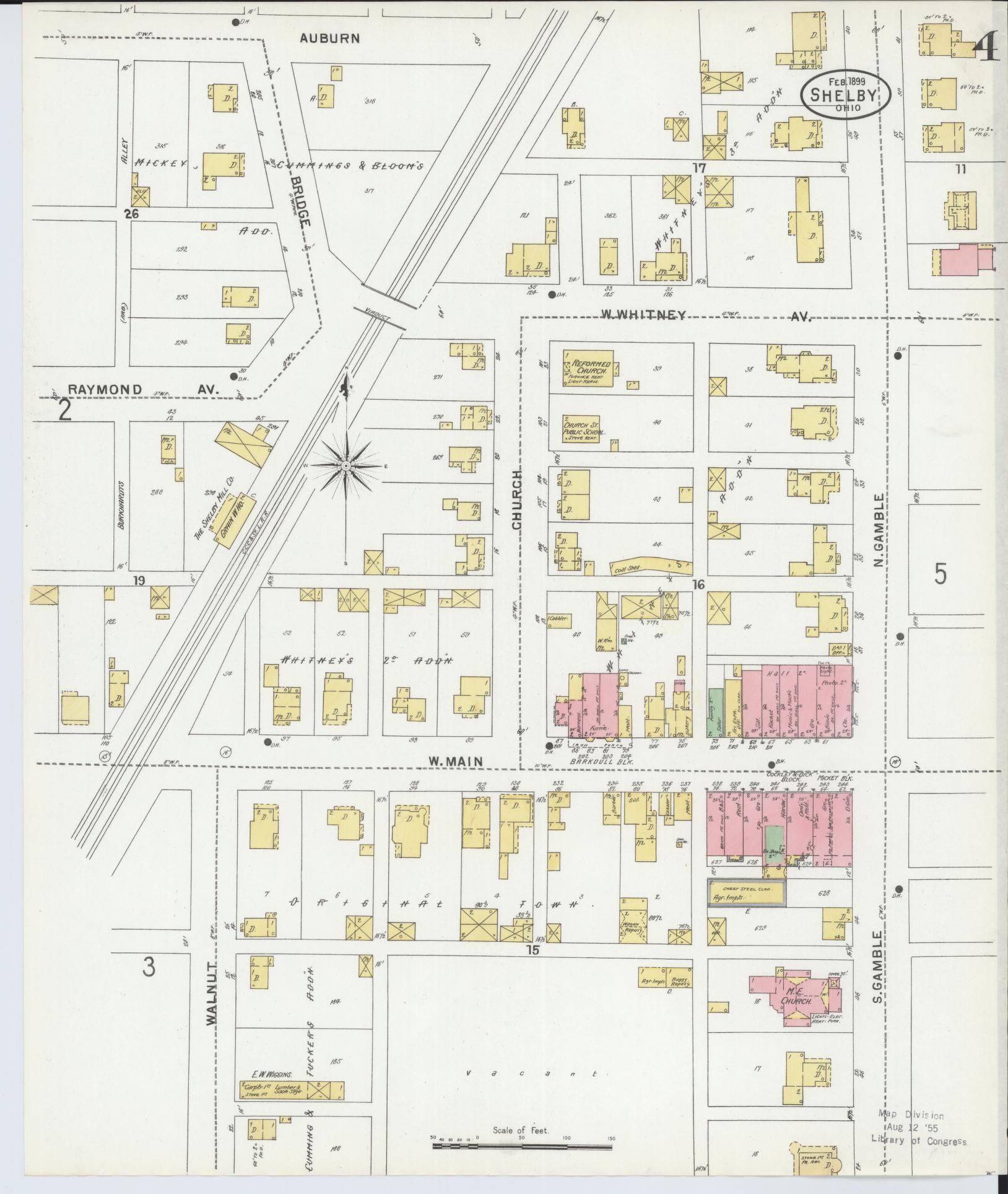 Sanborn Fire Insurance Map from Shelby, Richland County, Ohio (1899), Sheet #0004 - Complete Map Set gallery image, historic Sanborn map, vintage wall art, Ohio Ohio