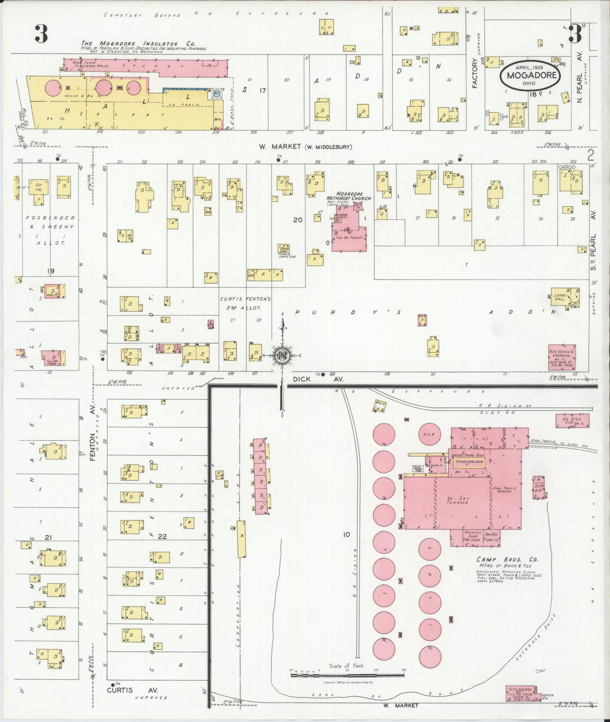Sanborn Fire Insurance Map from Mogadore, Summit And Portage Counties, Ohio (1929), Sheet #0003 - Complete Map Set gallery image, historic Sanborn map, vintage wall art, Ohio Ohio