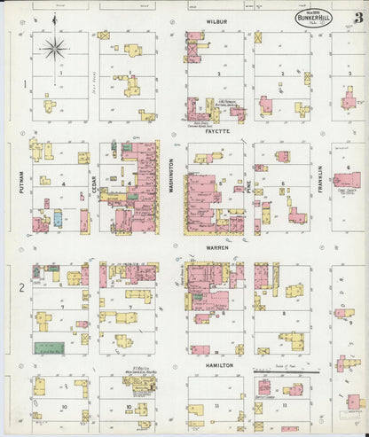 Sanborn Fire Insurance Map from Bunker Hill, Macoupin County, Illinois (1899), Sheet #0003 - Complete Map Set gallery image, historic Sanborn map, vintage wall art, Illinois Illinois
