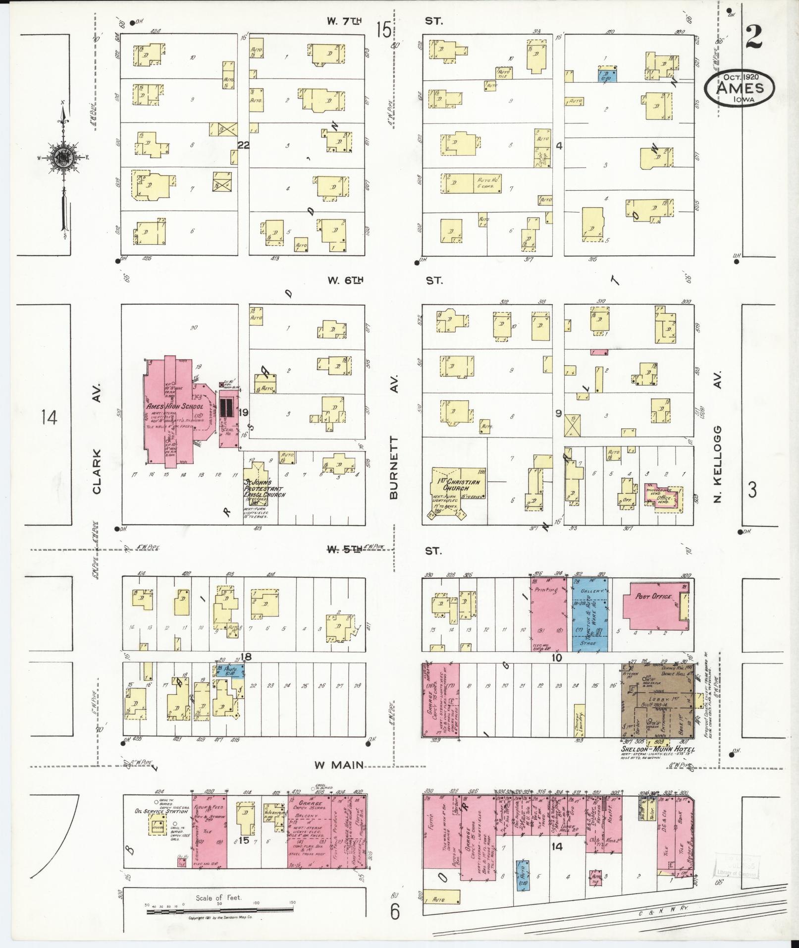 Sanborn Fire Insurance Map from Ames, Story County, Iowa (1920), Sheet #0002 - Historic Sanborn Fire Insurance Map Print