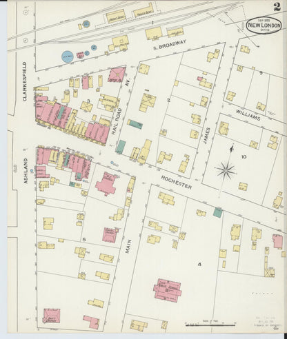 Sanborn Fire Insurance Map from New London, Huron County, Ohio (1893), Sheet #0002 - Historic Sanborn Fire Insurance Map Print, vintage old map wall art, antique decor, genealogy gift, Ohio Ohio map