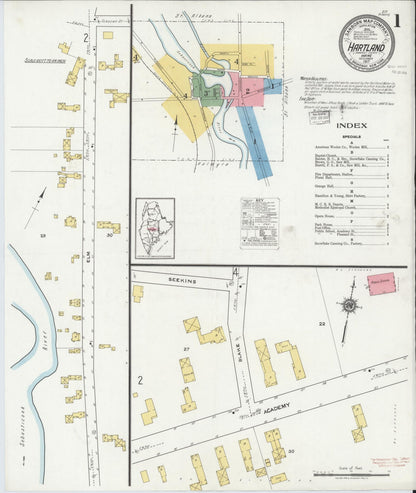 Sanborn Fire Insurance Map from Hartland, Somerset County, Maine (1917), Sheet #0001 - Complete Map Set gallery image, historic Sanborn map, vintage wall art, Maine Maine