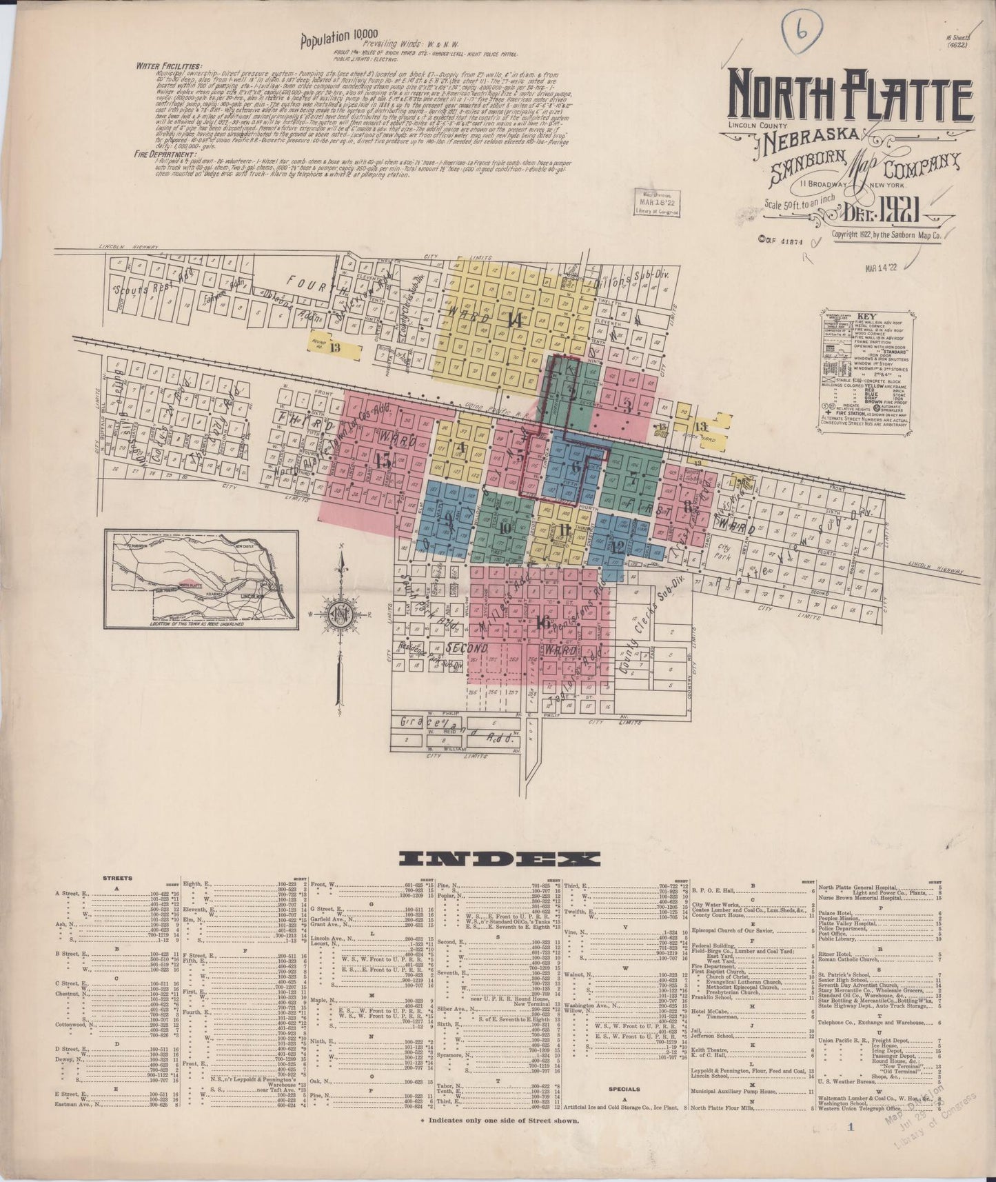 Sanborn Fire Insurance Map from North Platte, Lincoln County, Nebraska (1921), Sheet #0001 - Complete Map Set gallery image, historic Sanborn map, vintage wall art, Nebraska Nebraska