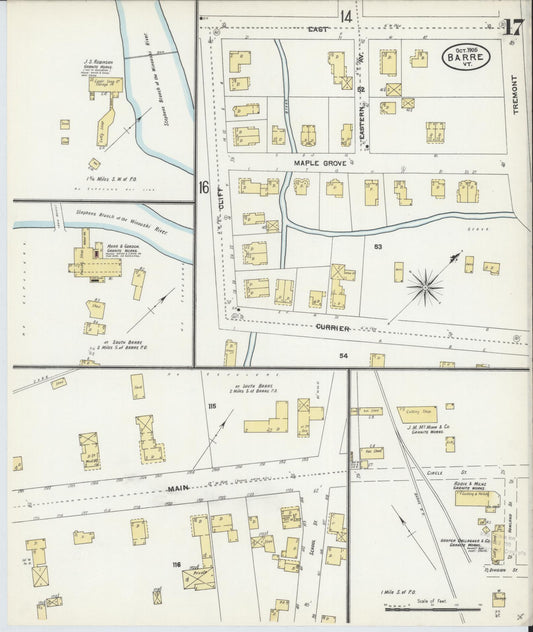 Sanborn Fire Insurance Map from Barre, Washington County, Vermont (1905), Sheet #0017 - Historic Sanborn Fire Insurance Map Print, vintage old map wall art, antique decor, genealogy gift, Vermont Vermont map