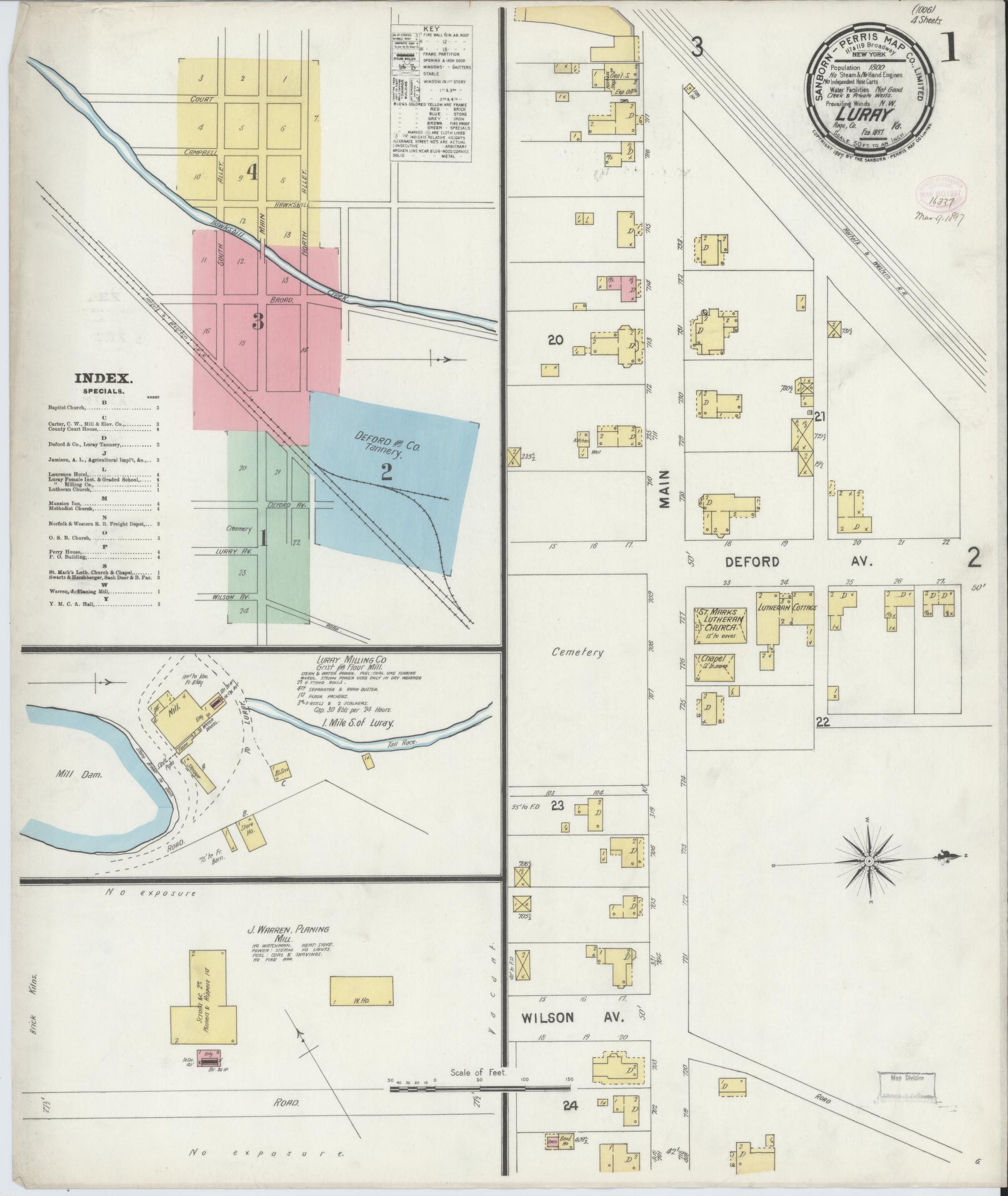 Sanborn Fire Insurance Map from Luray, Page County, Virginia. (1897) – Historic Sanborn Fire Insurance Map Print