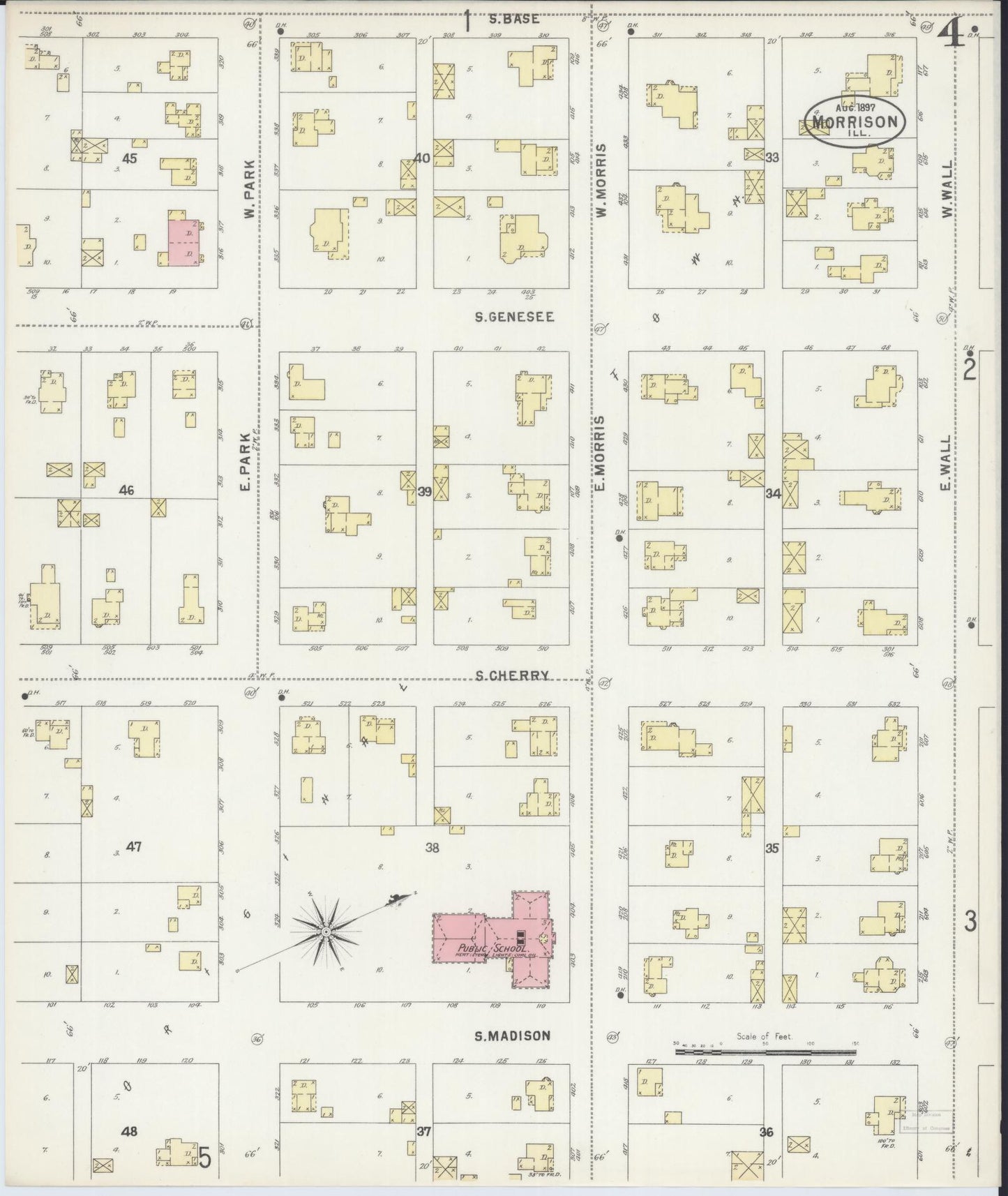 Sanborn Fire Insurance Map from Morrison, Whiteside County, Illinois (1897), Sheet #0004 - Complete Map Set gallery image, historic Sanborn map, vintage wall art, Illinois Illinois